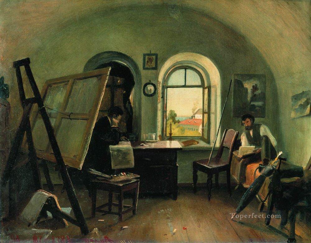 Ivan Ivanovich and a guinet in the studio on the island of valaam Oil Paintings